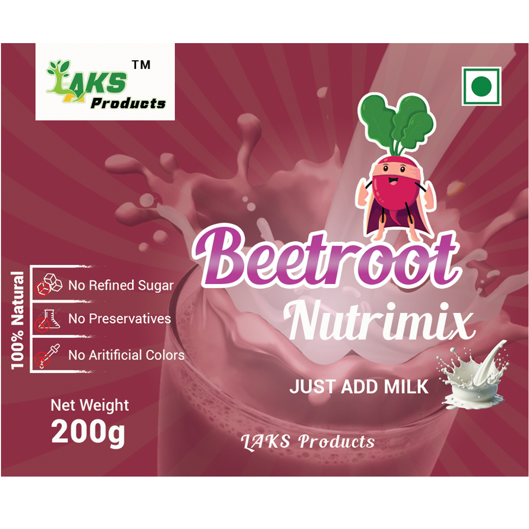 Laks Beetroot Nutrimix, Natural Powder Mix, No Preservatives, 200g Jar