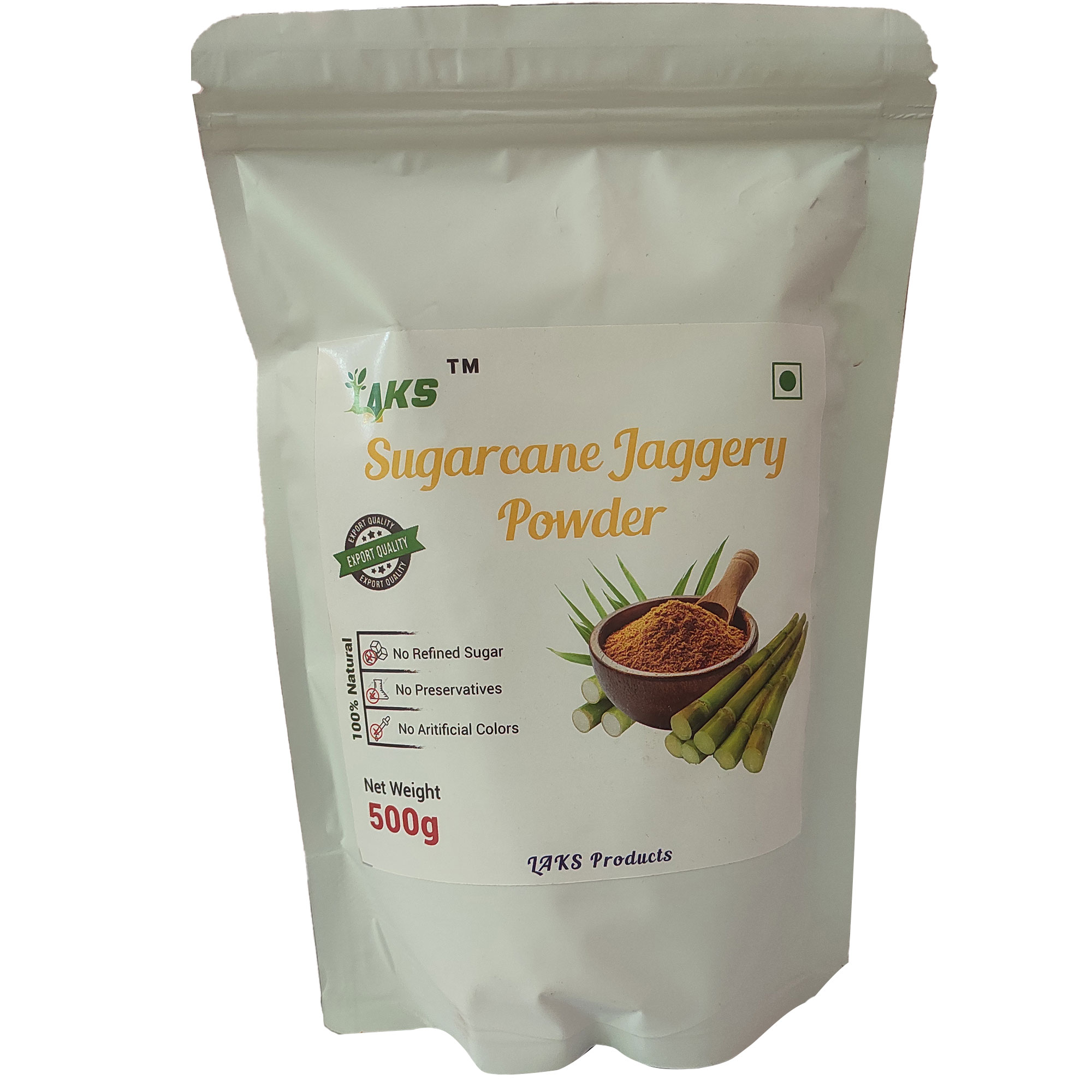 LAKS Sugarcane Jaggery Powder, Natural Traditional Sugar Alternative, 500g Pouch