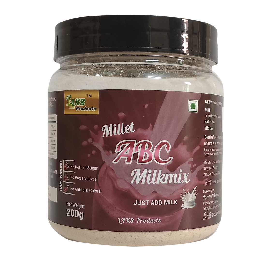 Laks Millet ABC Milkmix, Natural Powder Mix, No Preservatives, 200g Jar