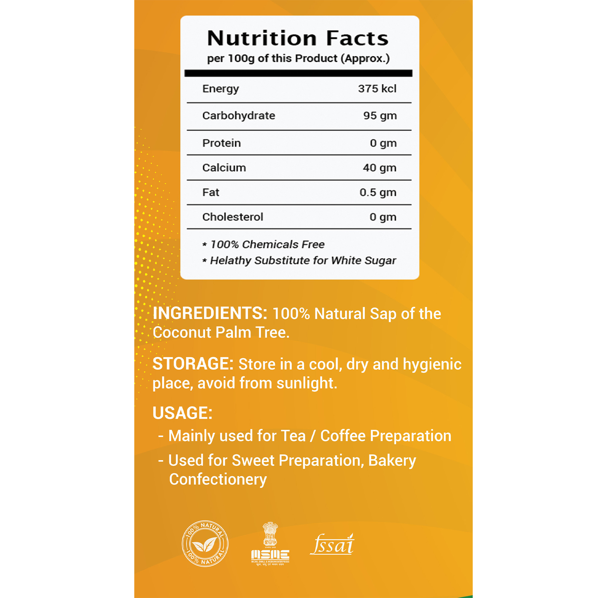LAKS Coconut Sugar, Natural Sweetener, 400g Jar
