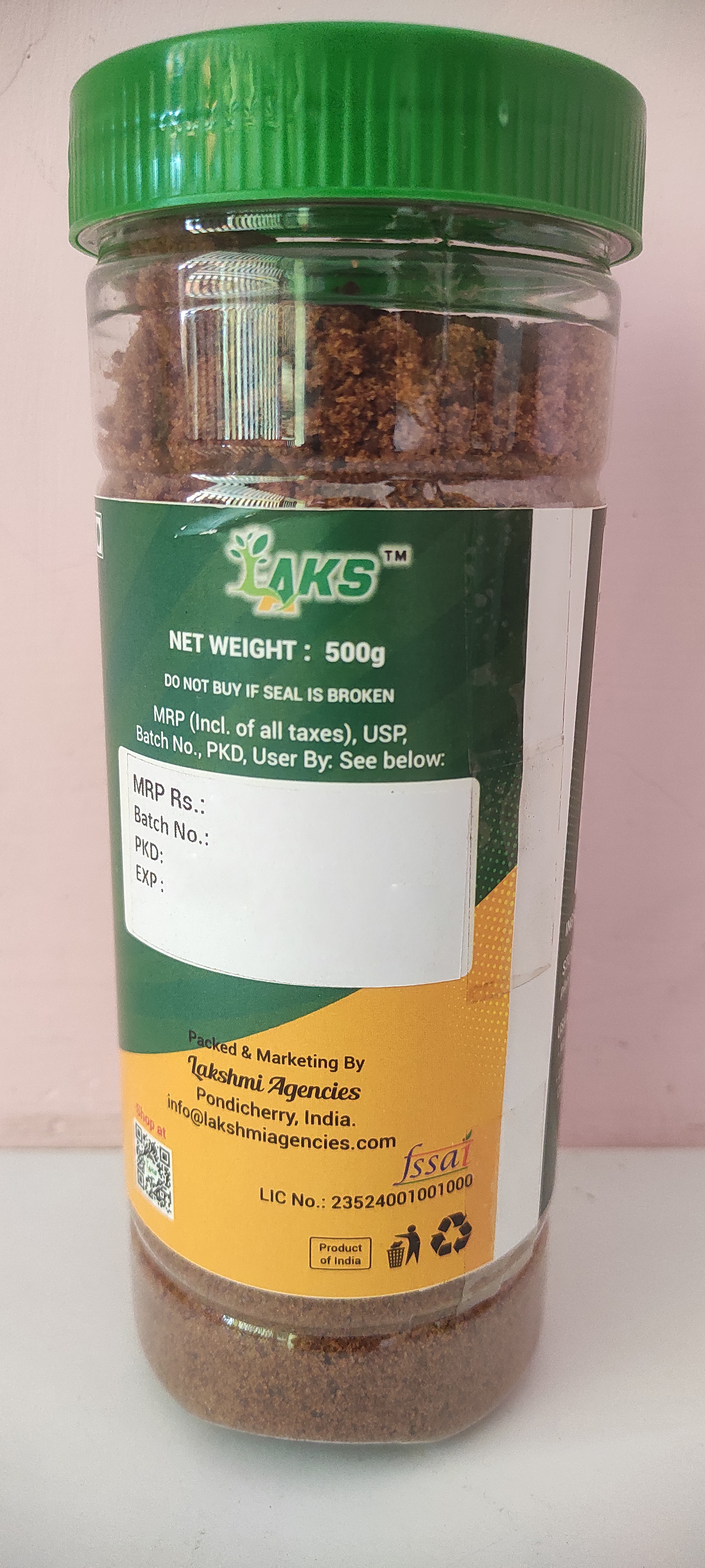 LAKS Sugarcane Jaggery Powder Premium, Natural Traditional Sugar Alternative, 500g Jar